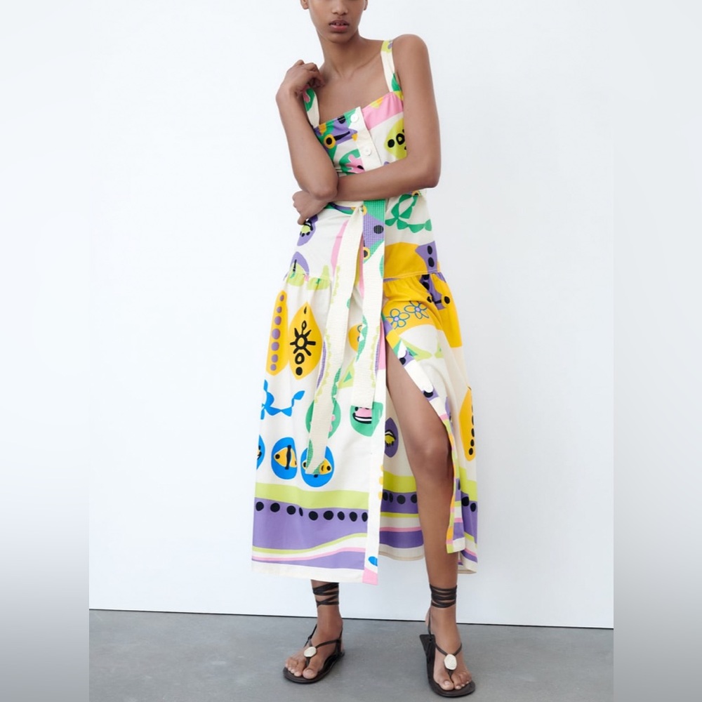 Zara printed midi dress